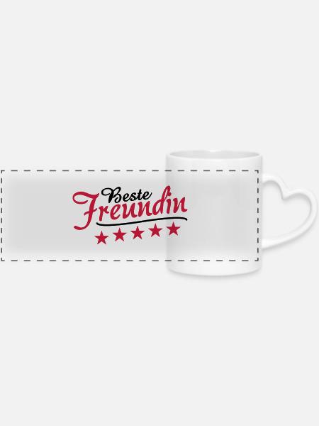 Beste Freundin - Panoramatasse mit Herzhenkel - Weiß