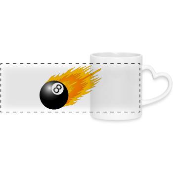 8 ball - Panoramic mug with heart handle - white - Front