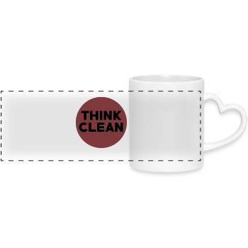 THINK CLEAN - Panoramatasse mit Herzhenkel - Weiß - Vorne