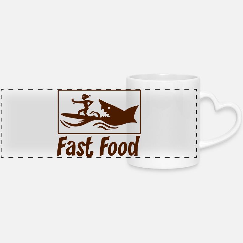 Fast Food - Panoramic mug with heart handle - white