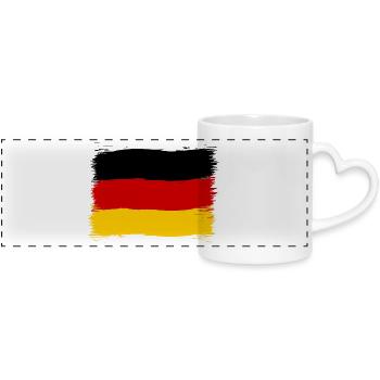 Deutschland Farben schwarz rot gold - Panoramatasse mit Herzhenkel - Weiß - Vorne