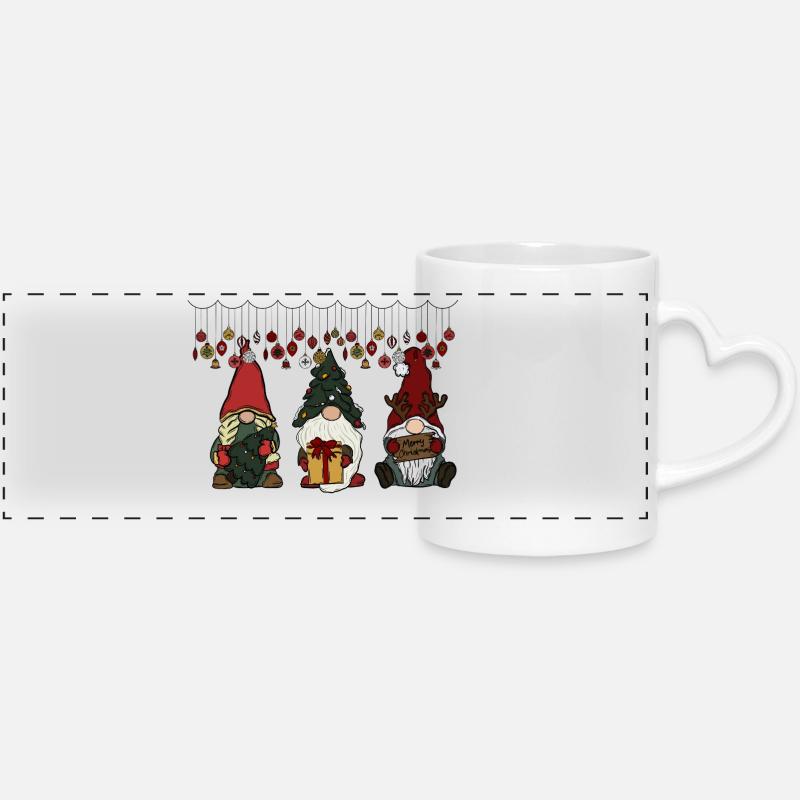 Gnome Christmas - Panoramic mug with heart handle - white
