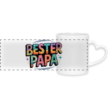Bester Papa - Panoramatasse mit Herzhenkel - Weiß - Vorne