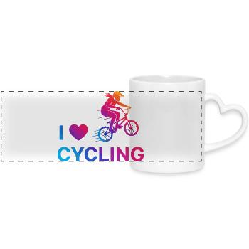 Ich liebe Cycling Heart - Panoramatasse mit Herzhenkel - Weiß - Vorne
