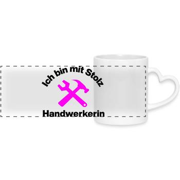 PROUDLY A CRAFTSWOMAN! WOMEN'S POWER CRAFTS - Panoramic mug with heart handle - white - Front