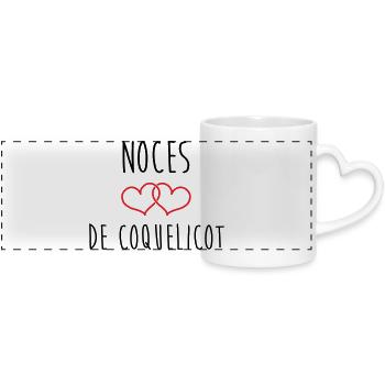 noces de Coquelicot 8 ans de mariage - Mug panoramique avec anse en forme de cœur - blanc - Devant