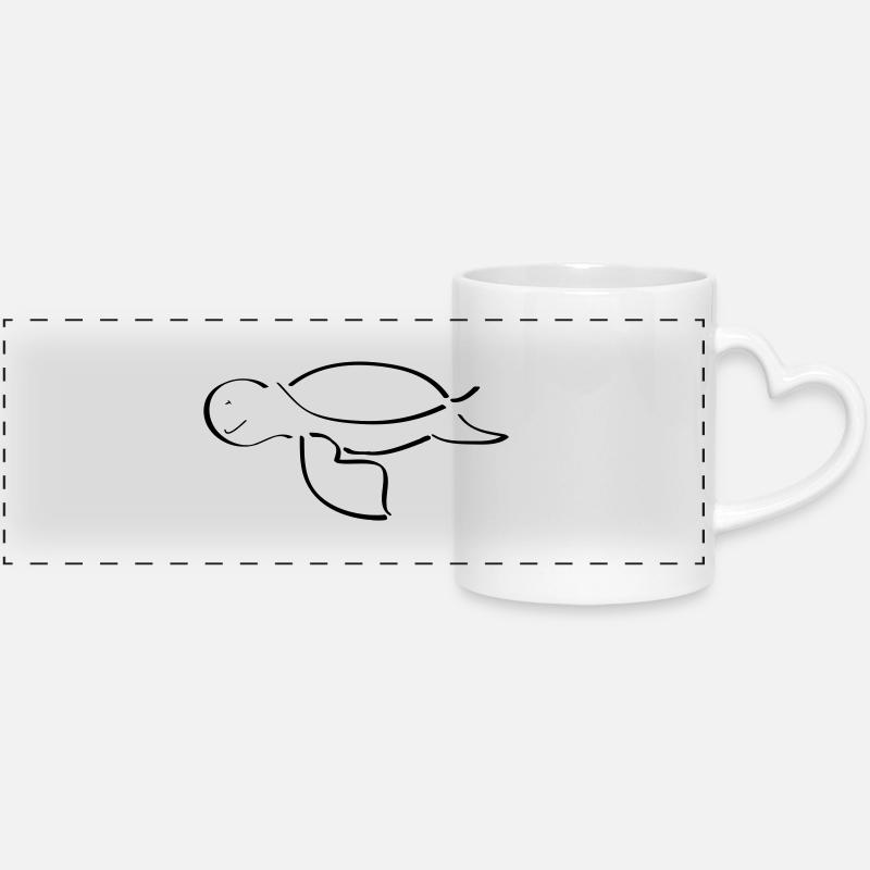 Tortue - Mug panoramique avec anse en forme de cœur - blanc
