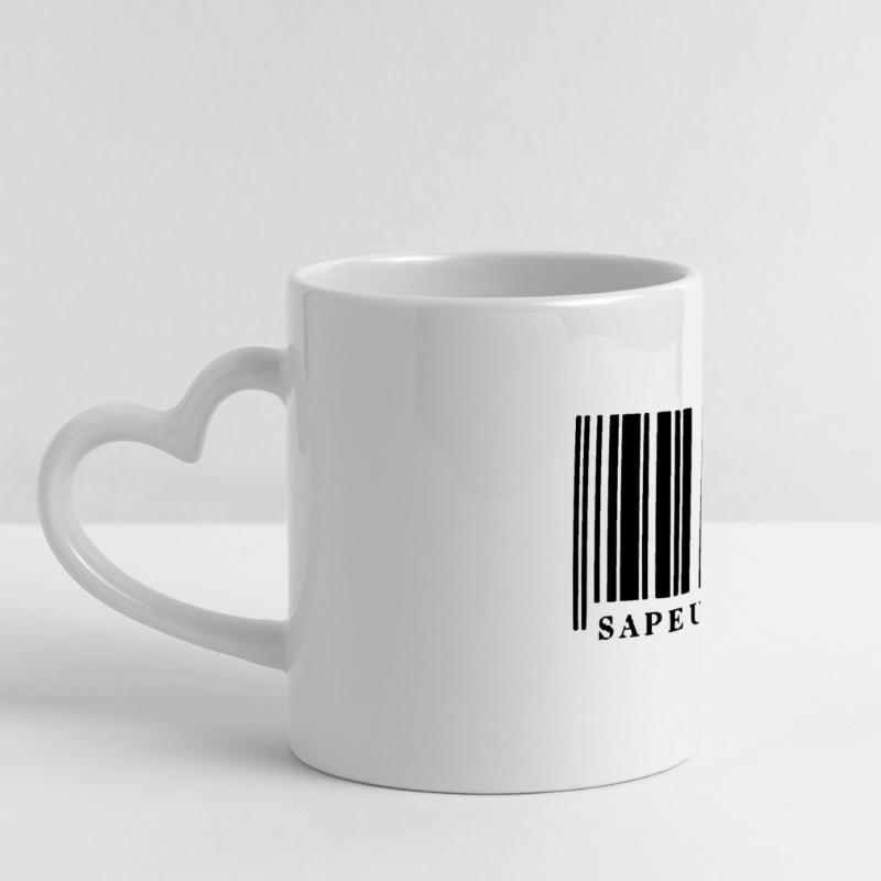 Code Barre SP1 Mug panoramique avec anse en forme de cœur