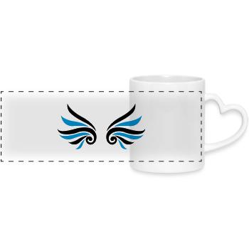 tribal_fluegel_2 - Panoramic mug with heart handle - white - Front