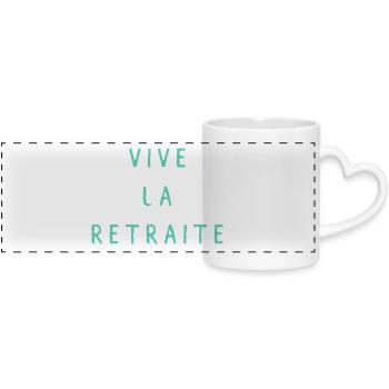 BONNE RETRAITE. JOYEUSE RETRAITE. VIVE LA RETRAITE - Mug panoramique avec anse en forme de cœur - blanc - Devant