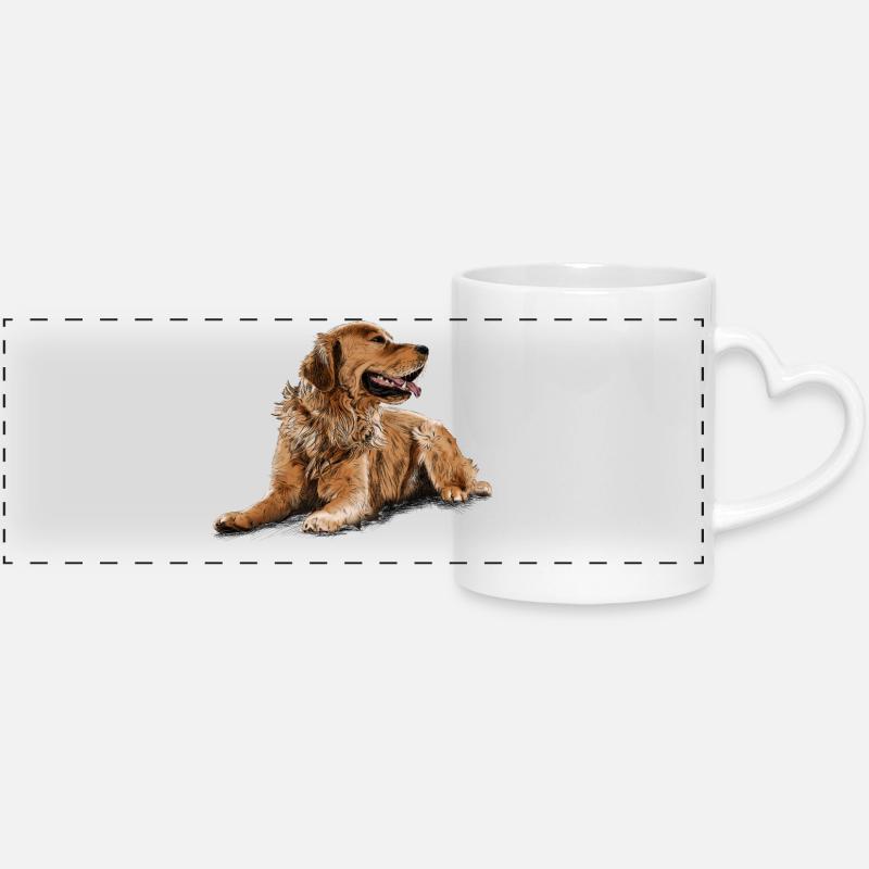 Golden Retriever - Panoramic mug with heart handle - white