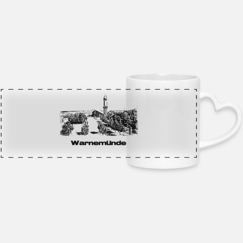 Rostock Warnemünde - Mug panoramique avec anse en forme de cœur - blanc