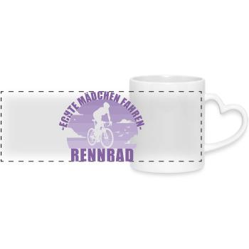Echte Mädchen fahren Rennrad! Fahrrad Geschenk - Panoramatasse mit Herzhenkel - Weiß - Vorne