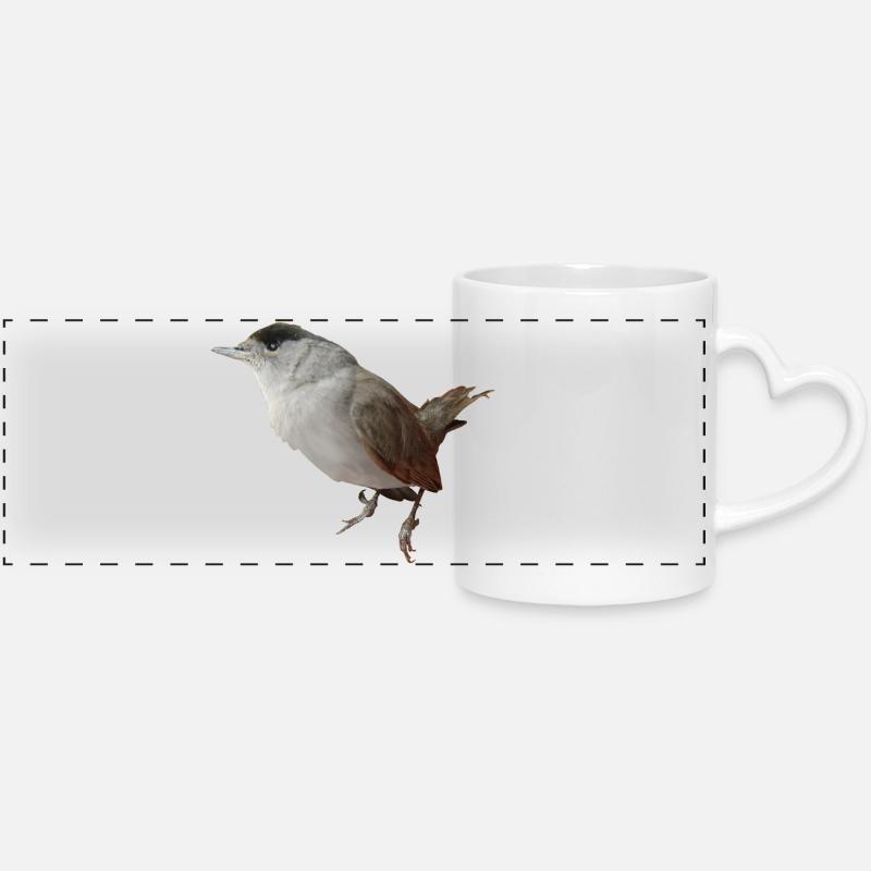 Blackcap male - Panoramic mug with heart handle - white