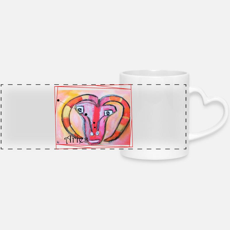 Bélier, Arc-en-ciel, Art céleste - Mug panoramique avec anse en forme de cœur - blanc