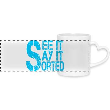 Symbole de dollar motivant avec slogan - Mug panoramique avec anse en forme de cœur - blanc - Devant