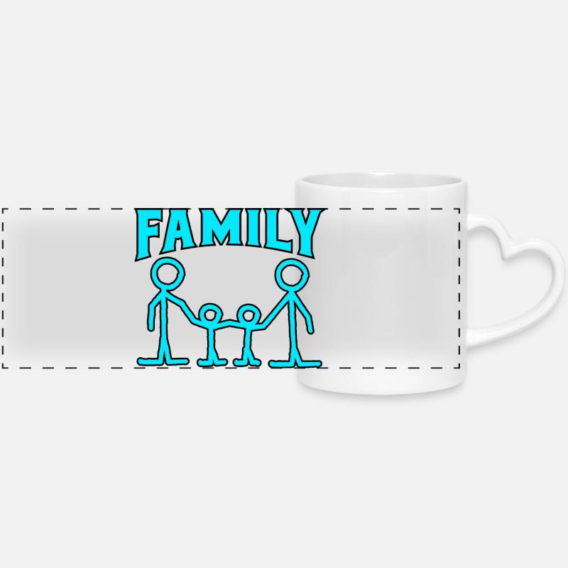 Family pattern. - Panoramic mug with heart handle - white