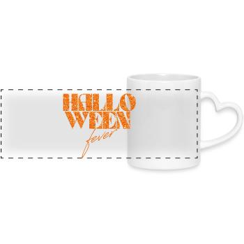 Halloween Fever Glitter Typography - Panoramic mug with heart handle - white - Front