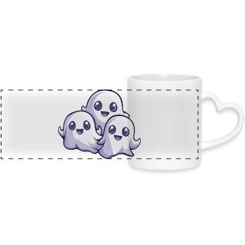 Fantômes Halloween Bande dessinée mignonne - Mug panoramique avec anse en forme de cœur - blanc - Devant