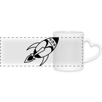Retro Space Rocket – Weltall Raumschiff Design - Panoramatasse mit Herzhenkel - Weiß - Vorne