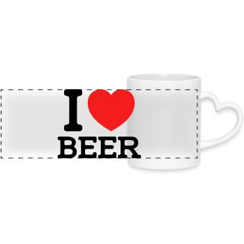 I love Beer (Farben änderbar) - Panoramatasse mit Herzhenkel - Weiß - Vorne