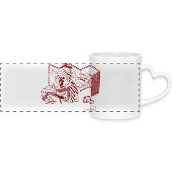 Lovers, Cat and Mouse – Instinct Design  Japan Art - Panoramic mug with heart handle - white - Front