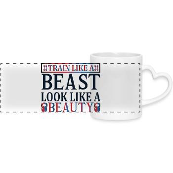 Beauté, bête de train - Mug panoramique avec anse en forme de cœur - blanc - Devant