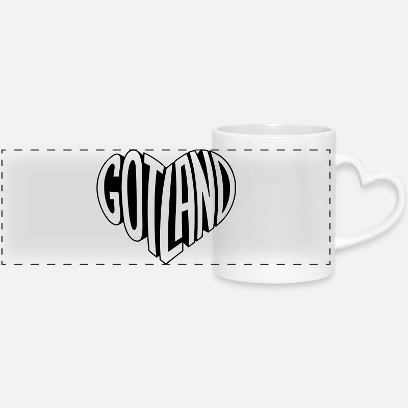 Gotland, Sweden Lettering Heart - Panoramic mug with heart handle - white