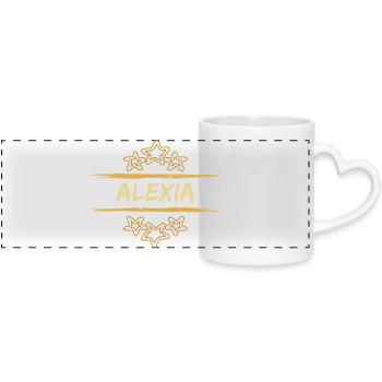 Geschenk für Alexia - Panoramatasse mit Herzhenkel - Weiß - Vorne
