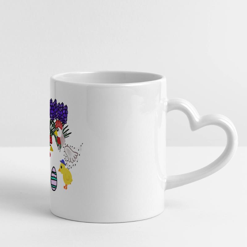 Spring Chickens with Easter Egg Chicken Chicks Panoramic mug with heart handle