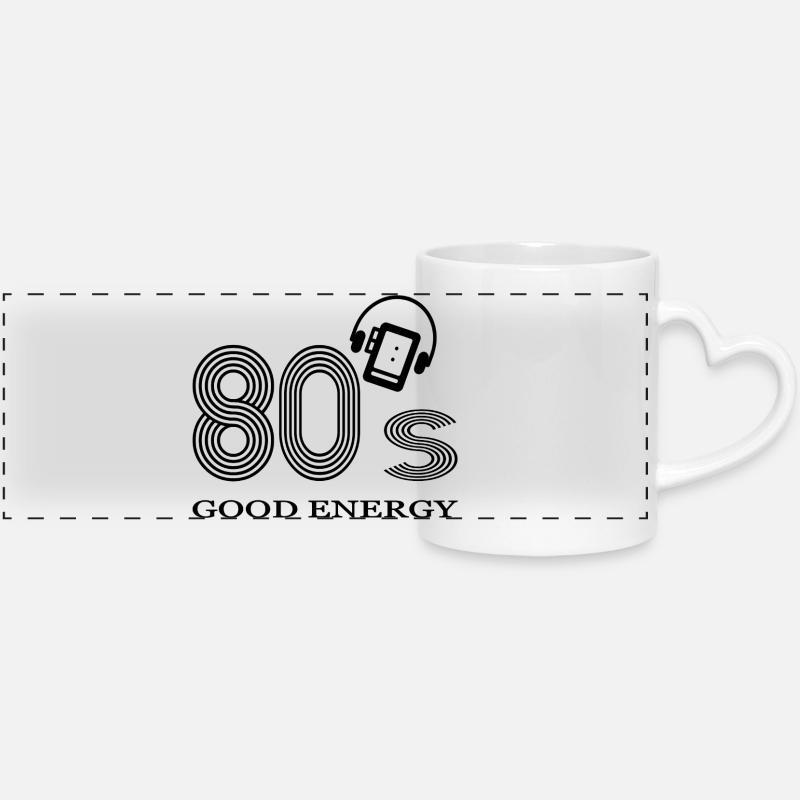 années 80 - Mug panoramique avec anse en forme de cœur - blanc