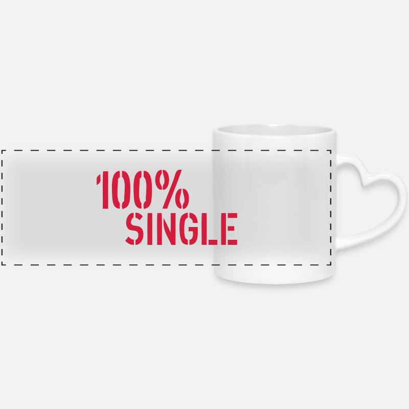 Single - Panoramic mug with heart handle - white