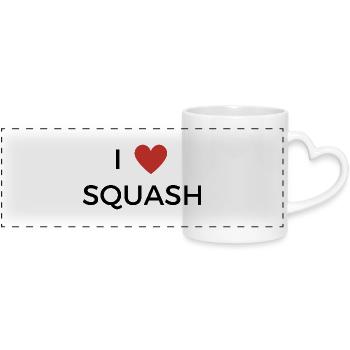 I love Squash / Ich liebe Squash T Shirt - Panoramatasse mit Herzhenkel - Weiß - Vorne