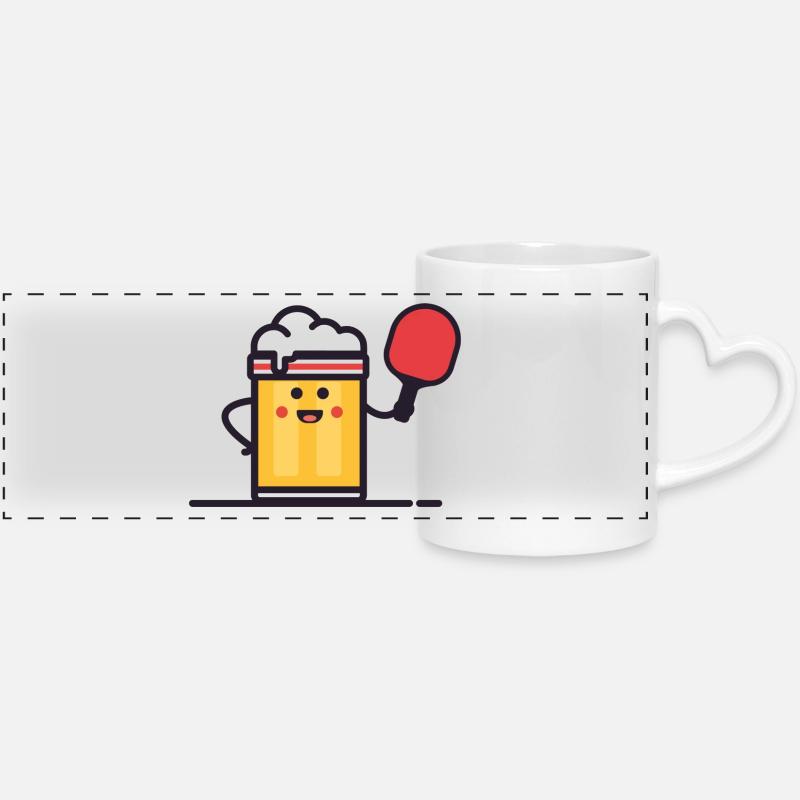 Bier Pong - Panoramatasse mit Herzhenkel - Weiß