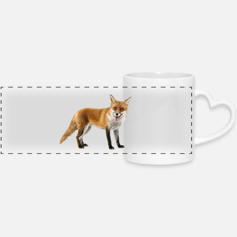 Fox - Panoramic mug with heart handle - white