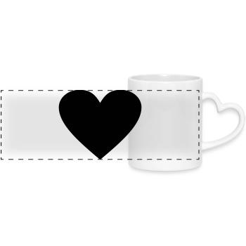 Cœur noir Awesomeelement - Mug panoramique avec anse en forme de cœur - blanc - Devant