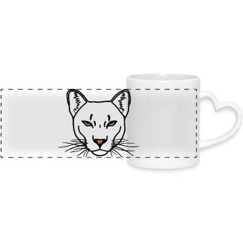 Cougar noir R6Z - Mug panoramique avec anse en forme de cœur - blanc - Devant