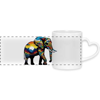 Elephant - Panoramic mug with heart handle - white - Front