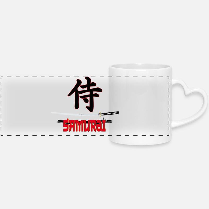 Samurai - Panoramic mug with heart handle - white