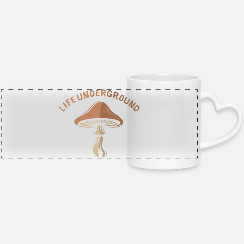 la vie souterraine Pilz - Amis de la nature et de la forêt - Mug panoramique avec anse en forme de cœur - blanc