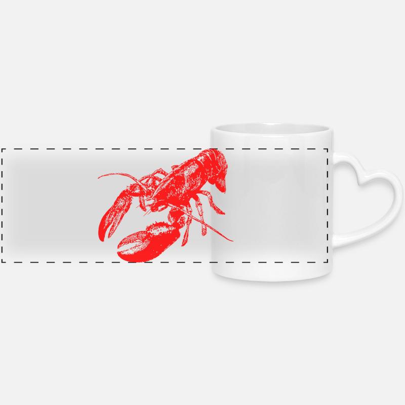 Bold Red Lobster Graphic Design - Panoramic mug with heart handle - white