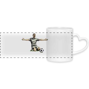 Joueur de football en liesse sur le sol - Mug panoramique avec anse en forme de cœur - blanc - Devant