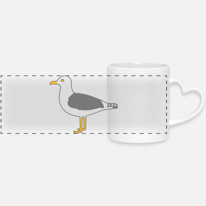 herring gull - Panoramic mug with heart handle - white