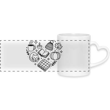 Autumn heart, autumnal cosiness, autumnal - Panoramic mug with heart handle - white - Front