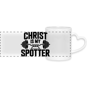 Christ Is My Spotter - Panoramic mug with heart handle - white - Front