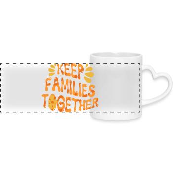 Humanité Égalité Garder les familles unies - Mug panoramique avec anse en forme de cœur - blanc - Devant