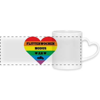 Flitterwochen Gleichgeschlechtliche Hochzeit LGBTQ - Panoramatasse mit Herzhenkel - Weiß - Vorne