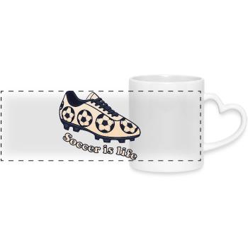 Soccer – Soccer is Life Design - Panoramic mug with heart handle - white - Front