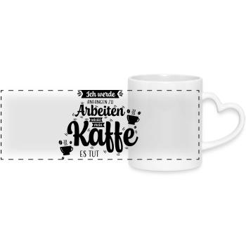 Kaffee_Spruch - Panoramatasse mit Herzhenkel - Weiß - Vorne