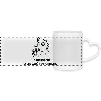 Loup Ambitieux et Goût de la Réussite - Mug panoramique avec anse en forme de cœur - blanc - Devant
